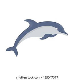 Vector illustration jumping dolphin isolated on white background. Dolphin icon. Sea creature
