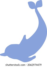 Vector illustration of jumping dolphin silhoette isolated on white background