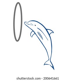 Vector illustration : Jumping Dolphin sketch on a white background.