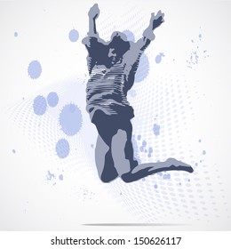 Vector Illustration of jumping girl