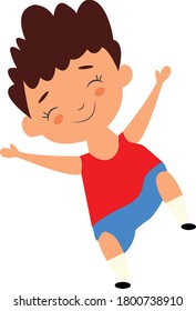 Vector illustration of jumping kid isolated on white.
