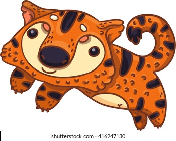 vector illustration jumping little tiger cute and childish