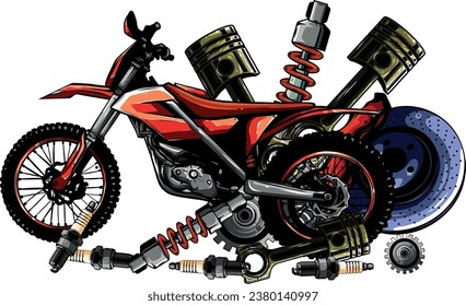 vector illustration of jumping motocross on white background