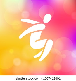 Vector illustration of jumping people. Man woman kid silhouette. Body figure icon sign. Trampoline park concept. Healthy active sport. Birthday bounce party decoration.