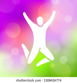 Vector illustration of jumping people. Man woman kid silhouette. Body figure icon sign. Trampoline park concept. Healthy active sport. Birthday bounce party decoration.
