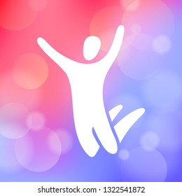 Vector illustration of jumping people. Man woman kid silhouette. Body figure icon sign. Trampoline park concept. Healthy active sport. Birthday bounce party decoration.