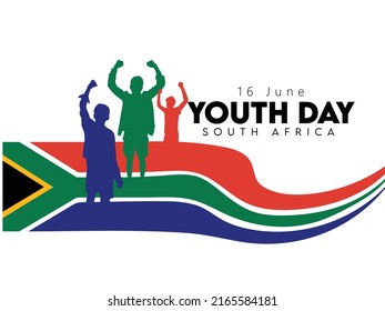 Vector Illustration June 16, South African Youth Day with silhouette, hand, poster, banner	