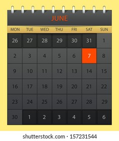 Vector illustration of june 2014