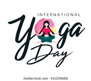 Vector illustration of June 21st international yoga day. Yoga Silhouette Stock Illustration.yoga vector image. - Vector 