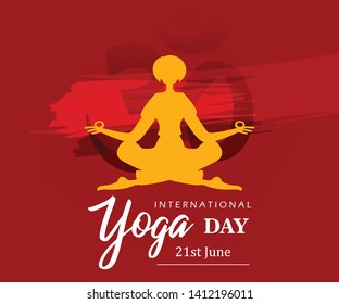 Vector illustration of June 21st international yoga day. Yoga Silhouette Stock Illustration.yoga vector image. - Vector 