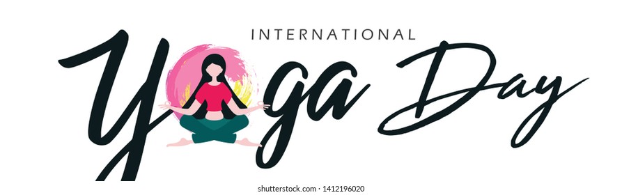 Vector illustration of June 21st international yoga day. Yoga Silhouette Stock Illustration.yoga vector image. - Vector 