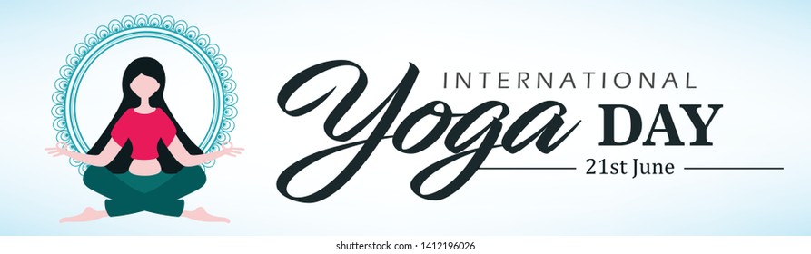 Vector illustration of June 21st international yoga day. Yoga Silhouette Stock Illustration.yoga vector image. - Vector 