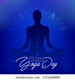 Vector illustration of June 21st international yoga day. Yoga Silhouette Stock Illustration.yoga vector image. - Vector