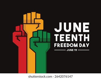 Vector Illustration of Juneteenth Freedom Day. June 19. Black background. Eps 10.