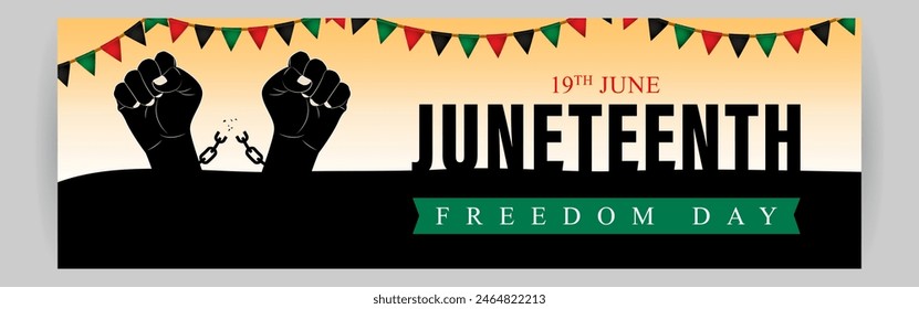 Vector illustration of Juneteenth National Independence Day social media feed template
