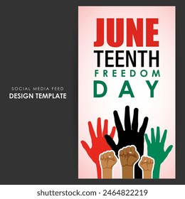 Vector illustration of Juneteenth National Independence Day social media feed template