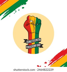 Vector illustration of Juneteenth National Independence Day social media feed template
