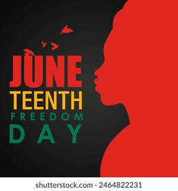 Vector illustration of Juneteenth National Independence Day social media feed template