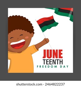 Vector illustration of Juneteenth National Independence Day social media feed template