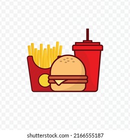 Vector illustration of junk food icon sign and symbol. colored icons for website design .Simple design on transparent background (PNG).