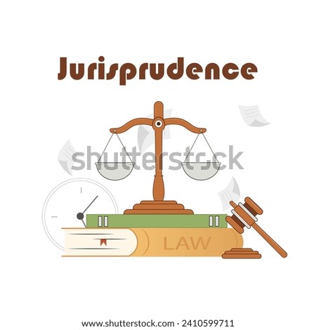 vector illustration of jurisprudence, scales, laws