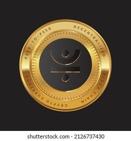 Ilustración vectorial del logo de la cadena de bloqueo de la moneda cripto aislado en el fondo negro de la moneda de oro. Logotipo JST de la cadena de bloques para web o impresión. el logotipo de criptografía de sólo token.