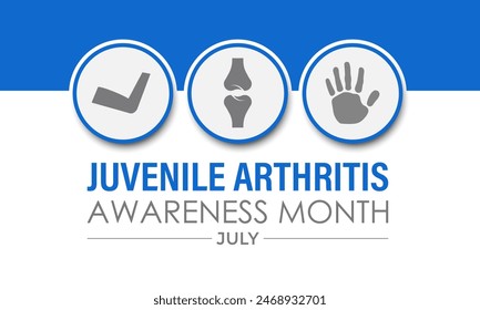 Vector illustration Juvenile Arthritis awareness month is observed every year in July. The important symptoms of the diseases joint swelling and pain. Banner poster, flyer and background design.