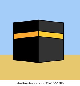 Vector Illustration of the Kaaba, Hajj Eid Al-Adha, and people who are on Hajj