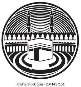 ilustración vectorial de Kaaba Masjidil Haram en La Meca, Arabia Saudita