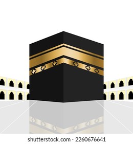 vector illustration of kaaba, mosque in mecca saudi arabia