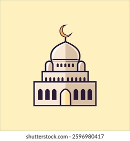 A vector illustration of the Kaaba and a mosque, representing Islamic architecture and religious significance. Perfect for Ramadan, Hajj, Umrah, Islamic events, and cultural designs.