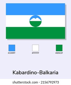 Vector Illustration of Kabardino-Balkaria flag isolated on light blue background. Kabardino-Balkaria flag with Color Codes. As close as possible to the original. ready to use, easy to edit. 
