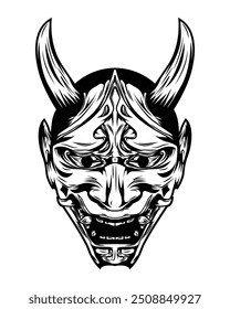 Vector illustration of a Kabuki demon mask