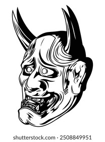 Vector illustration of a Kabuki demon mask