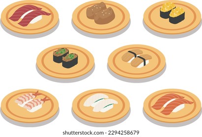 Vector illustration of a kaitenzushi sushi 03