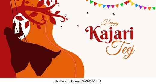 Vector illustration of Kajari Teej social media template