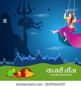 Vector illustration of Kajari Teej social media template