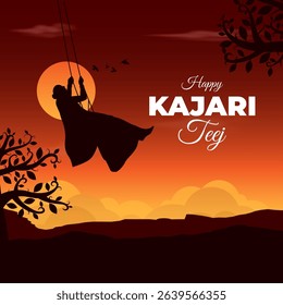 Vector illustration of Kajari Teej social media template