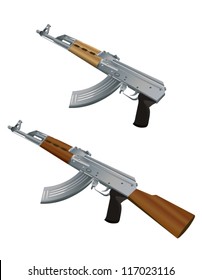 Vector illustration of Kalashnikov automatic rifle, isolated on white background