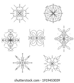 vector illustration kaleidoscope patterns coloring symbol tattoo sketch fractal art mandala