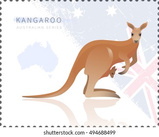 Vector illustration of Kangaroo. All objects are conveniently grouped  and are easily editable.