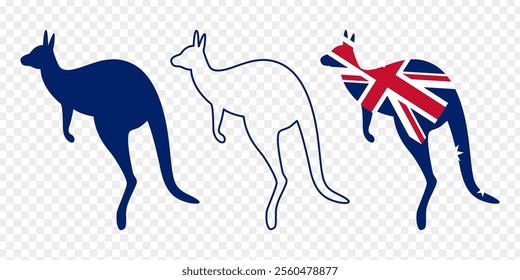 Vector illustration of Kangaroo Australia flag color on transparent background