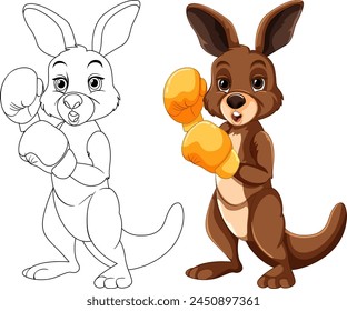 Vector illustration of a kangaroo with boxing gloves