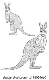 Vector illustration of kangaroo for coloring page, poster, print, t-shirt.