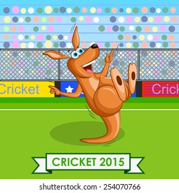 vector illustration of kangaroo playing cricket