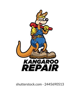 Ilustración vectorial del canguro como reparador