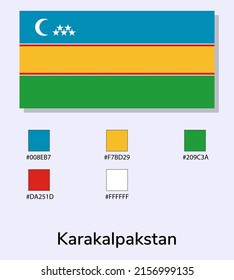 Vector Illustration of Karakalpakstan flag isolated on light blue background. Illustration Karakalpakstan flag with Color Codes. As close as possible to the original. ready to use, easy to edit. 
