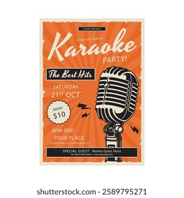 Vector illustration karaoke night flyer poster template design