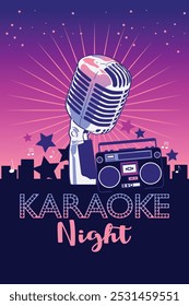 Ilustração vetorial do Cartaz Noturno de Karaoke Banner