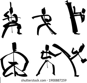 the vector illustration of the karate fighter